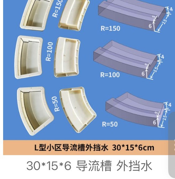 L-shaped residential diversion channel outside corner mould 30×15×6cm