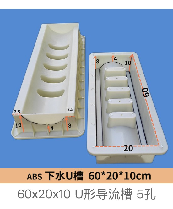 U-shaped channel mould 60×20×10cm (ABS)