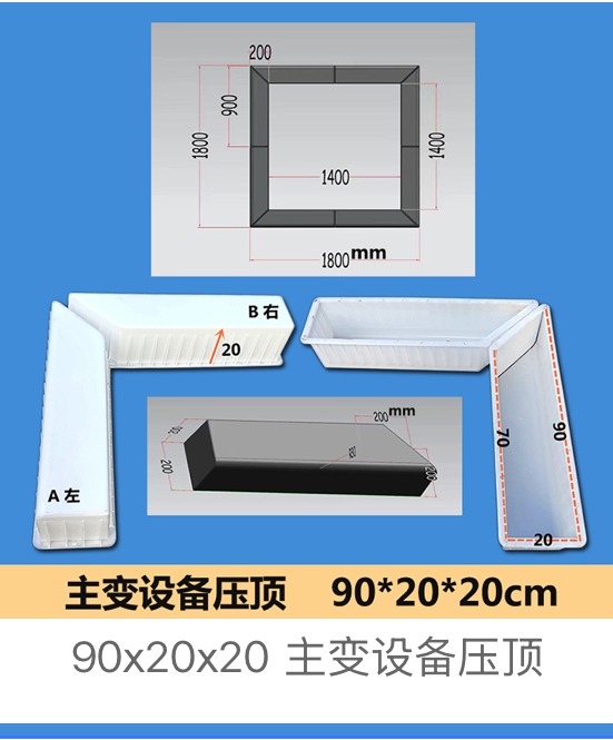 Main Transformer Equipment Coping Mould 90 × 20 × 20 cm – A/B left-right pair