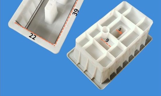 railway fence post footing block mould 39x22x12.5cm with 9cm and 5cm recesses